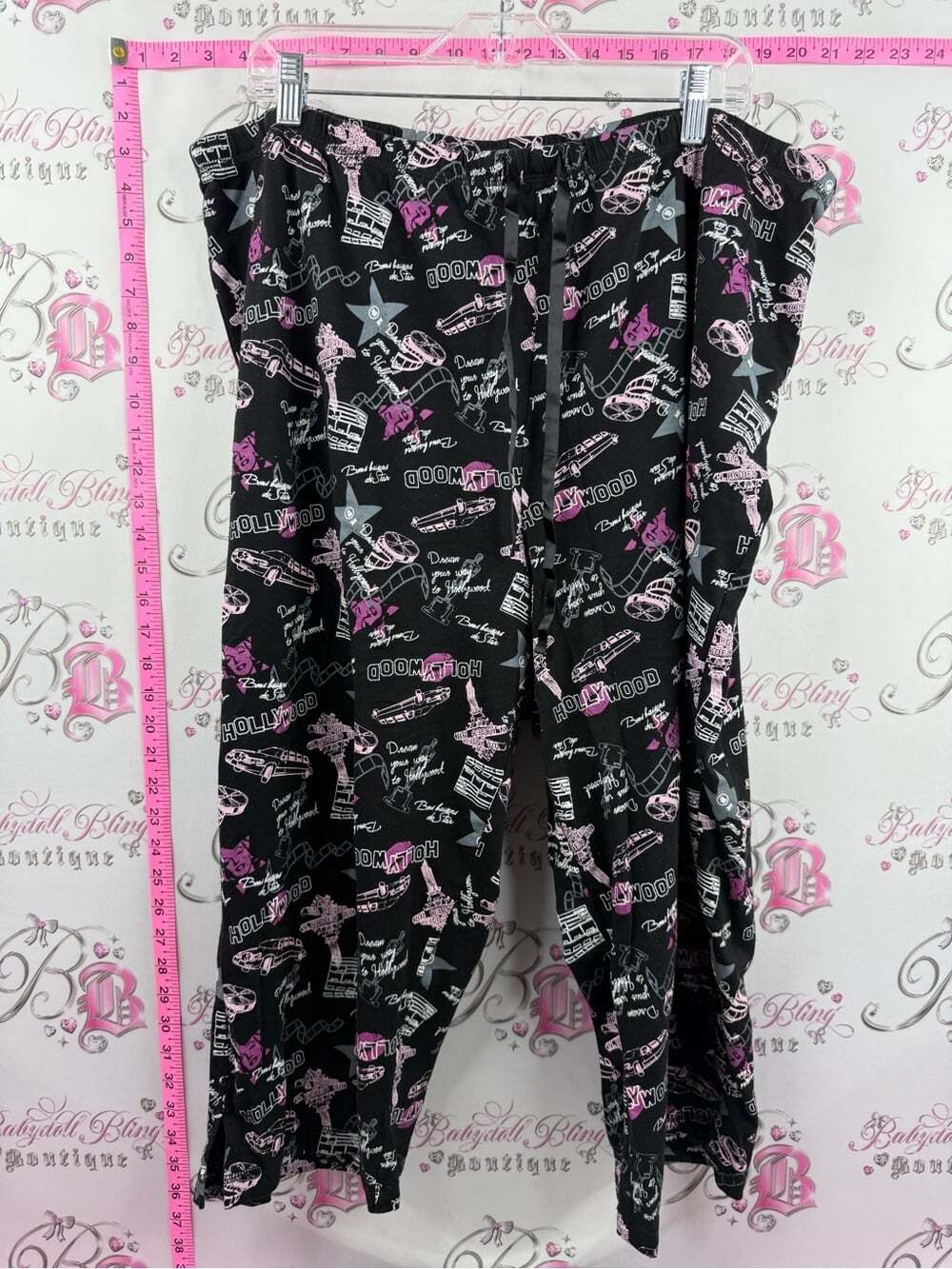 Addition Elle pants pj Hollywood Black and Pink Hollywood Print pants